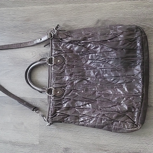 MIU MIU grey brown leather shoulder bag with handles and should strap - Picture 1 of 9